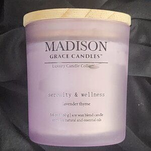 Madison Grace Serenity Wellness 5.6oz Soy Wax Blend Lavender Thyme Luxury Candle